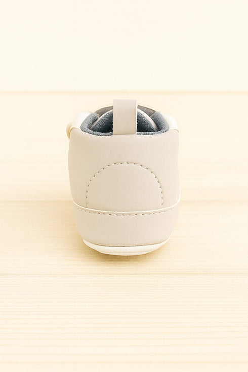 Light Sand & White Baby Sneaker with Velcro Strap